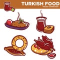 Turkish food vector collection with delicious hot dishes