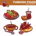 Turkish food vector collection of tasty exotic dishes