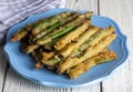 Turkish foods Crispy baked green beans, fried beans (Turkish name kizarmis yesil fasulye