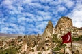 Turkish fortress Uchisar, Goreme landscape in Cappadocia, Turkey Royalty Free Stock Photo