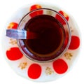 Turkish hot black tea served in traditional glass with sugar cubes Royalty Free Stock Photo