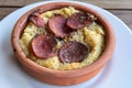 Turkish hummus with sujuk sausage