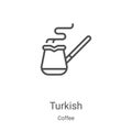 turkish icon vector from coffee collection. Thin line turkish outline icon vector illustration. Linear symbol for use on web and