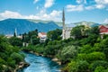 Looking North standing on Mostar`s Bridge in Bosnia & Herzegovina