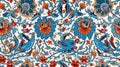 Turkish Iznik background texture traditional design, turkey, floral, pattern, seamless Generative AI