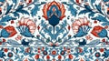 Turkish Iznik background texture traditional design, turkey, floral, pattern, seamless Generative AI