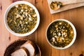 Turkish Kara Lahana corbasi / Black Cabbage or Kale Soup. Royalty Free Stock Photo