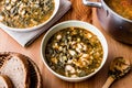 Turkish Kara Lahana corbasi / Black Cabbage or Kale Soup. Royalty Free Stock Photo