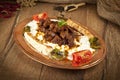 Turkish Kebab eggplant and meat alinazik