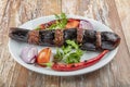 Turkish Kebab eggplant and meatballs. Turkish cuisine - Patlican Kebab Royalty Free Stock Photo