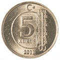 5 turkish kurus coin Royalty Free Stock Photo