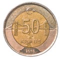 50 turkish kurus coin Royalty Free Stock Photo
