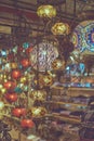 Turkish lamps with colourful geometric patterns Royalty Free Stock Photo