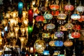 Turkish lanterns, old style lamps sold at Grand Bazar, craftsmanshift, colorfull lamps displayd at sunset Royalty Free Stock Photo