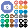 Turkish Lira bag round flat multi colored icons Royalty Free Stock Photo