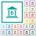 Turkish Lira bank office flat color icons with quadrant frames