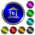 Turkish Lira bank office luminous coin-like round color buttons