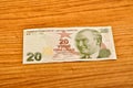 20 Turkish lira banknotes front view Royalty Free Stock Photo