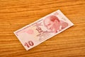 10 Turkish lira banknotes front view Royalty Free Stock Photo