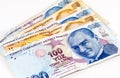 Turkish Lira Banknotes - Front View Royalty Free Stock Photo