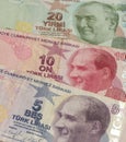 turkish lira banknotes with portrait of Mustafa Ataturk