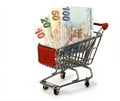 Turkish lira in shopping trolley