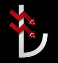 Turkish Lira symbol plummeting. Royalty Free Stock Photo