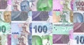 Turkish Lira 100 TRY banknotes abstract color mosaic pattern