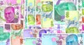 Turkish Lira 100 TRY banknotes abstract color mosaic pattern