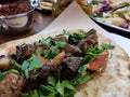 Turkish liver kebab Ciger Kebab on the dinner plate