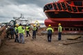 Turkish men working in dock