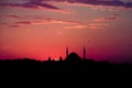 Turkish mosque at sunset violet sky light