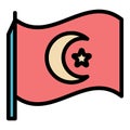 Turkish national flag icon color outline vector