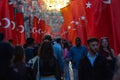 Turkish national holidays background photo. People and Turkish Flags