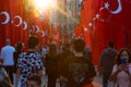 Turkish national holidays background photo. Turkish flags and people