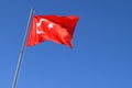 Turkish national official flag. Turkish national official flag. .Turkish flag waving in blue sky Royalty Free Stock Photo