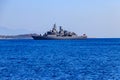 Turkish navy warship sailing in the Mediterranean sea