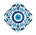 Turkish nazar symbol. Greek charm or amulet. Evil eye charm icon. Vector illustration.