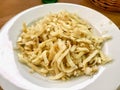 Turkish Noodle / Eriste with cheese, walnuts and parsley. Traditional Food