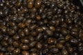 Turkish olives different mix for sale in Grand Bazaar, Egyptian outdoor market. Fresh produce Royalty Free Stock Photo