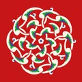 Beautiful Traditional Elegance Turkish Floral ornament. Red, green, blue, white palette