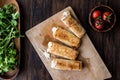 Turkish Pacanga Boregi with pastirma and cheddar melted cheese / borek Royalty Free Stock Photo