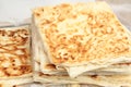 Turkish pancake. Gozleme, close up image Royalty Free Stock Photo