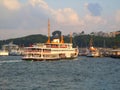 Passenger ferry arriving at ferry terminal