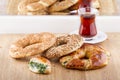 Turkish Pastry Foods on a Wooden