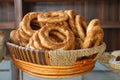 Turkish pastry simit in basket Royalty Free Stock Photo