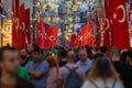 Turkish people with Turkish flags in Istiklal Avenue