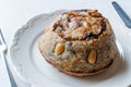 Turkish Perde Pilavi / Drape pilaf with chicken, almond and raisin / Pilav.