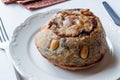 Turkish Perde Pilavi / Drape pilaf with chicken, almond and raisin / Pilav.