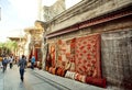 Turkish and Persian carpets for sale in outdoor market Royalty Free Stock Photo